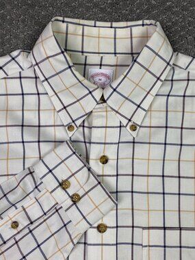 Brooks Brothers Button Down Shirt Men's Medium White Check 1818 OCBD Oxford NWOT
